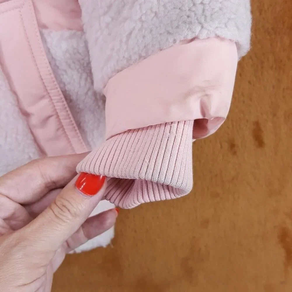 BABY BURBERRY Girls Puffer Coat Size 18M Pink Hooded Lined CALDER $545